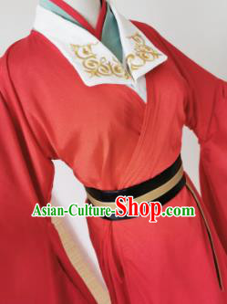 Chinese Ancient Cosplay Swordsman Red Clothing Custom Traditional Royal Prince Costume fro Men