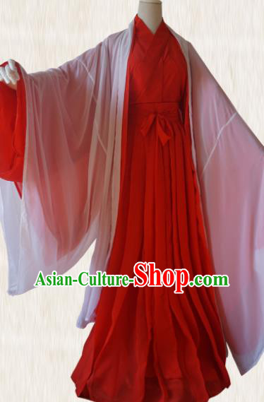 Chinese Traditional Cosplay Swordswoman Red Dress Custom Ancient Fairy Zi Xia Costume for Women
