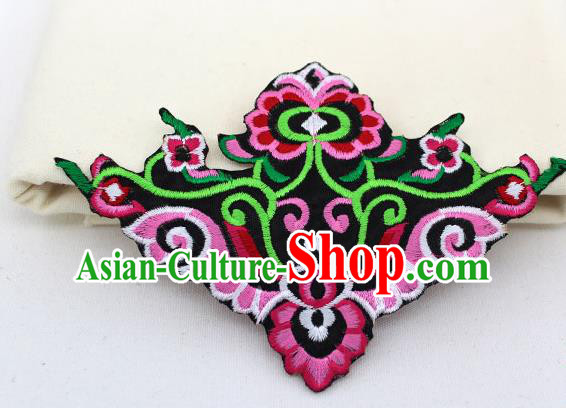 Chinese Ancient Handmade Embroidered Pink Flower Patch Accessories Traditional Embroidery Appliqu Craft for Women