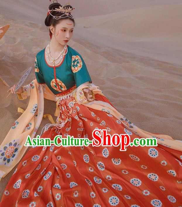 Ancinet Chinese Tang Dynasty Royal Princess Hanfu Dress Traditional Flying Apsaras Dance Replica Costumes for Women