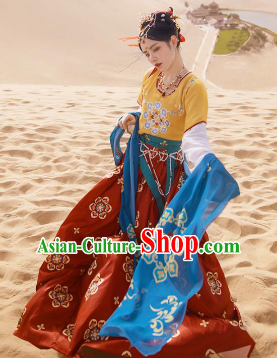 Ancinet Chinese Tang Dynasty Imperial Consort Hanfu Dress Traditional Flying Apsaras Dance Replica Costumes for Women