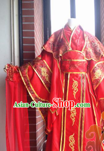 Traditional Chinese Cosplay Palace Princess Wedding Red Dress Ancient Court Lady Swordswoman Costume for Women