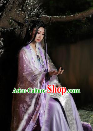 Traditional Chinese Cosplay Princess Consort Purple Dress Ancient Court Lady Swordswoman Costume for Women