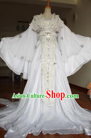 Traditional Chinese Cosplay Goddess Imperial Consort White Dress Ancient Fairy Swordswoman Costume for Women