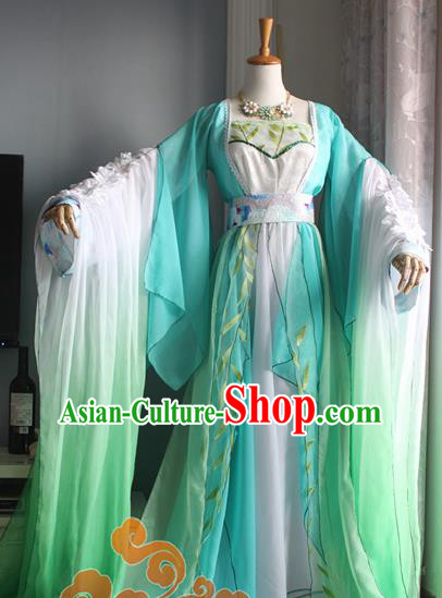 Traditional Chinese Cosplay Princess Consort Green Dress Ancient Court Lady Swordswoman Costume for Women