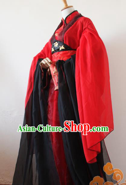 Custom Chinese Ancient King Wedding Red Clothing Traditional Cosplay Swordsman Costume for Men