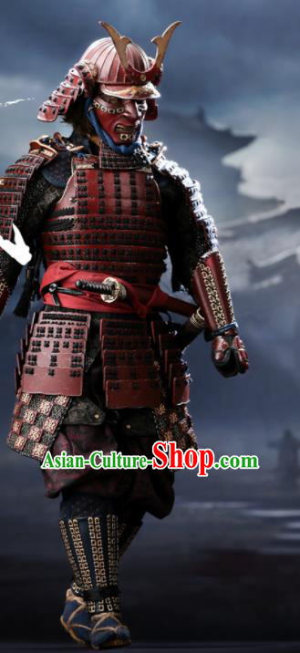 Japanese Ancient General Armor and Helmet Traditional Asian Japan Soldier Costumes Complete Set for Men