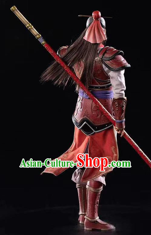 Chinese Ancient Cosplay General Zhou Yu Armor and Helmet Traditional Military Officer Costumes Complete Set for Men