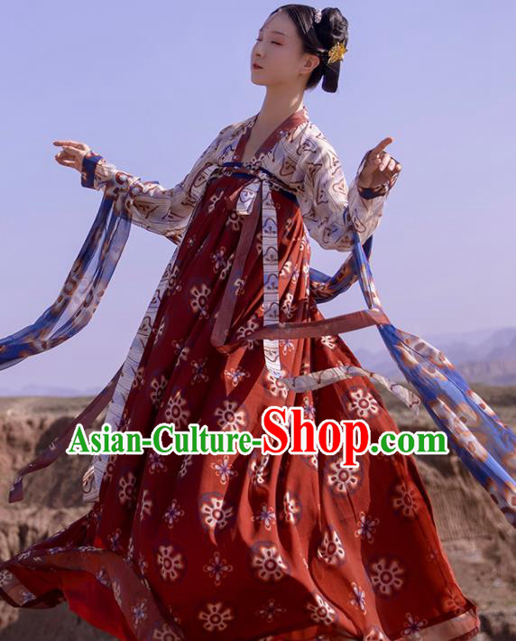 Chinese Ancient Tang Dynasty Court Maid Hanfu Dress Traditional Palace Odalisque Costumes for Women