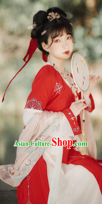 Chinese Ancient Tang Dynasty Princess Consort Red Hanfu Dress Traditional Royal Infanta Costumes for Women