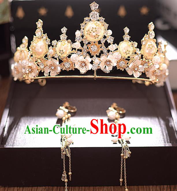 Top Grade Handmade Baroque Royal Crown Traditional Princess Wedding Hair Accessories for Women