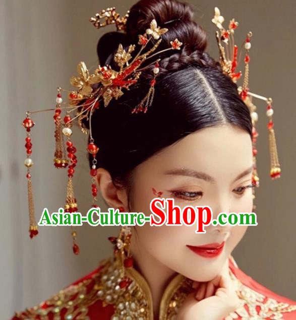 Chinese Ancient Bride Hair Claws Hairpins Traditional Hanfu Wedding Hair Accessories for Women