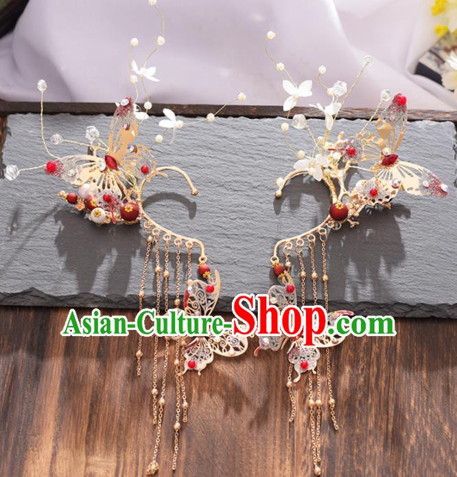 Chinese Ancient Court Butterfly Tassel Earrings Traditional Princess Hanfu Wedding Accessories for Women