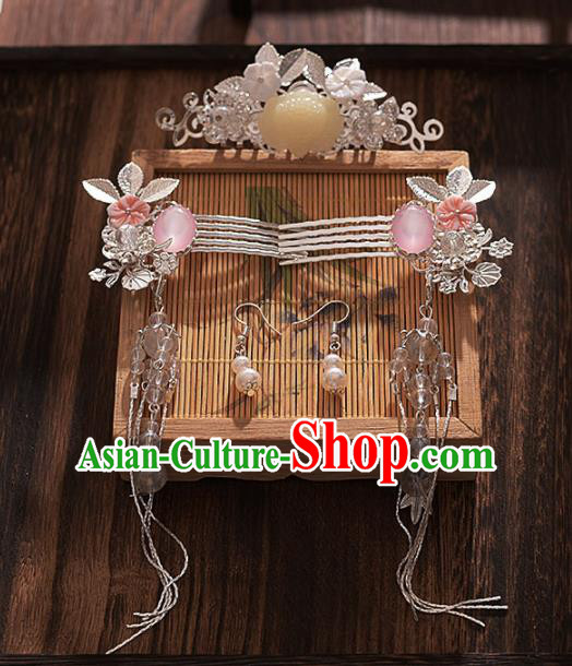 Chinese Ancient Bride Tassel Hair Comb Hairpins Traditional Hanfu Wedding Hair Accessories for Women