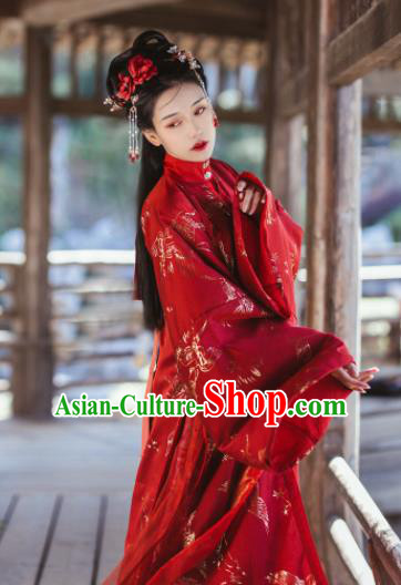 Traditional Chinese Ming Dynasty Bride Red Hanfu Dress Ancient Nobility Lady Wedding Replica Costumes for Women