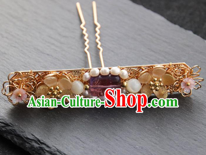 Chinese Ancient Princess Golden Hair Clip Hairpins Traditional Handmade Hanfu Hair Accessories for Women