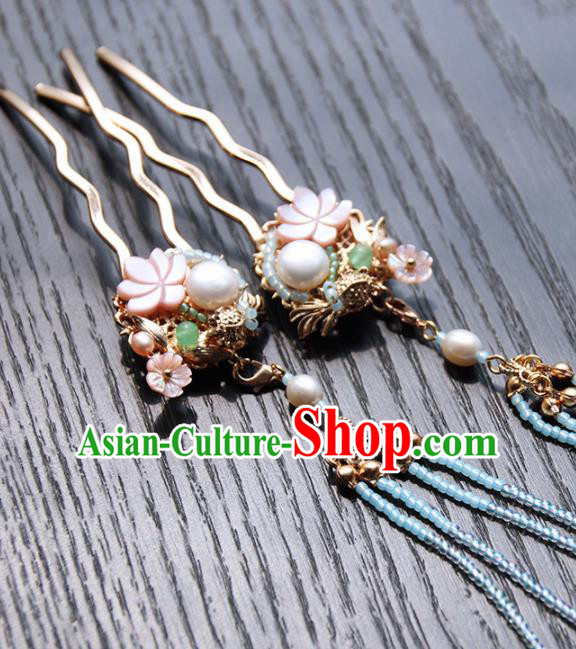 Chinese Ancient Princess Lotus Hair Claws Hairpins Traditional Handmade Hanfu Hair Accessories for Women