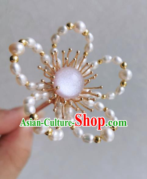 Chinese Ancient Princess Pearls Hair Clip Hairpins Traditional Handmade Hanfu Hair Accessories for Women