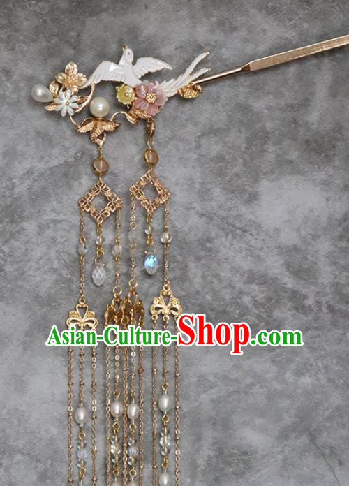 Chinese Ancient Princess Pearls Tassel Hairpins Traditional Handmade Hanfu Hair Accessories for Women