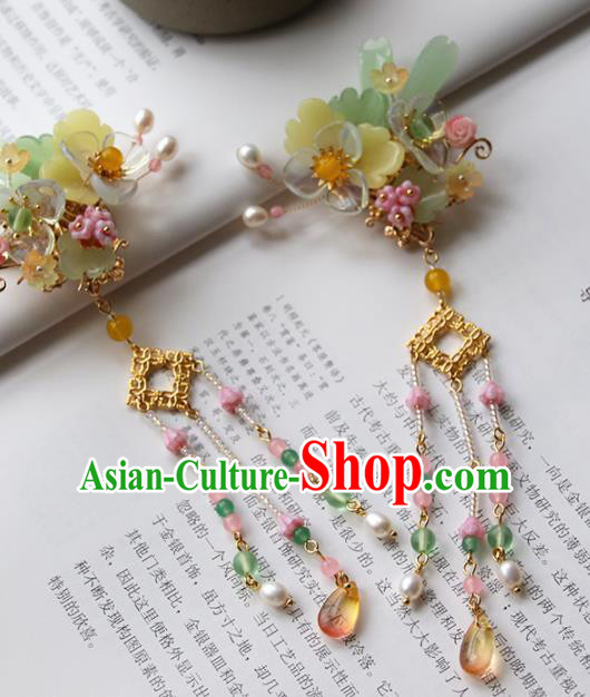 Chinese Ancient Princess Tassel Hair Stick Hairpins Traditional Handmade Hanfu Hair Accessories for Women