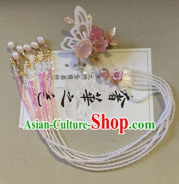 Chinese Ancient Princess Long Tassel Butterfly Hair Claw Hairpins Traditional Handmade Hanfu Hair Accessories for Women