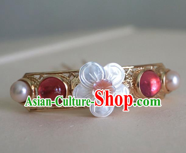 Chinese Ancient Princess Shell Plum Hairpins Traditional Handmade Hanfu Hair Accessories for Women