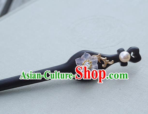 Chinese Ancient Princess Hairpins Ebony Hair Clip Traditional Handmade Hanfu Hair Accessories for Women