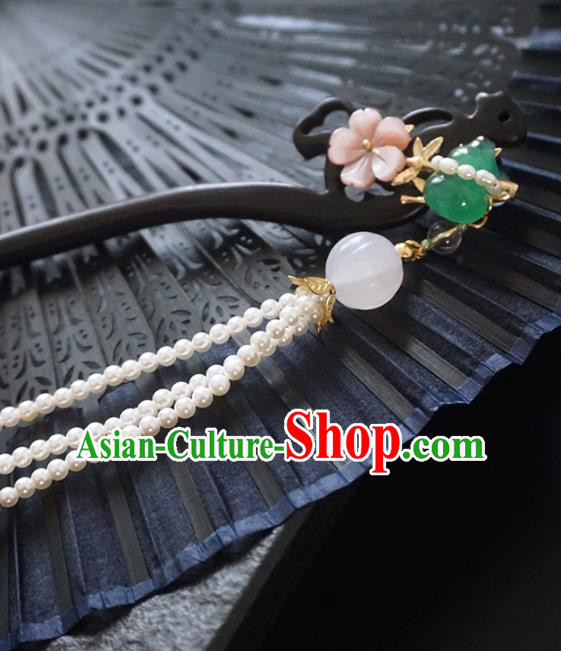 Chinese Ancient Princess Ebony Cucurbit Hairpins Tassel Step Shake Traditional Handmade Hanfu Hair Accessories for Women