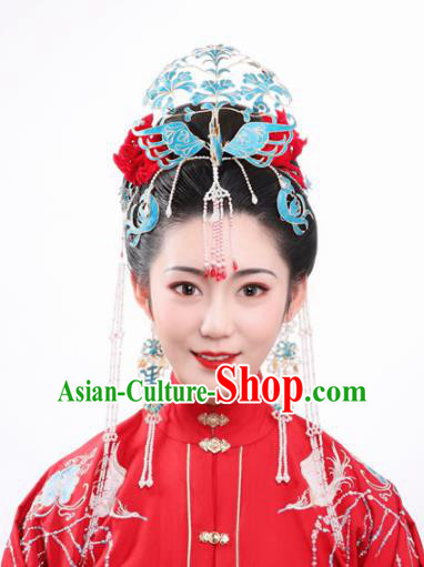 Ancient Chinese Ming Dynasty Wedding Phoenix Coronet Hairpins Traditional Hanfu Court Hair Accessories for Women