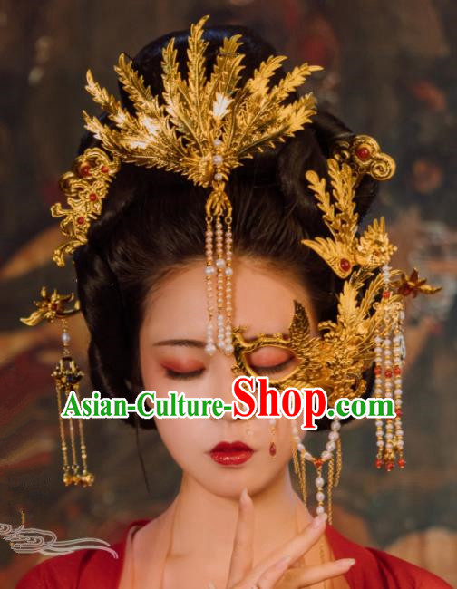 Ancient Chinese Tang Dynasty Imperial Consort Phoenix Coronet Hairpins Traditional Hanfu Court Hair Accessories for Women