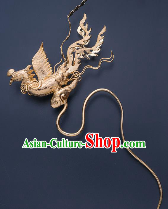 Ancient Chinese Ming Dynasty Phoenix Step Shake Hairpins Traditional Hanfu Court Hair Accessories for Women