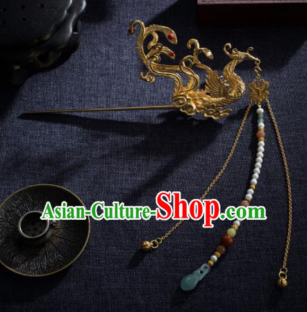 Chinese Ancient Princess Phoenix Tassel Hair Clip Hairpins Traditional Handmade Hanfu Hair Accessories for Women