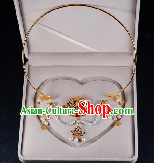 Chinese Ancient Court Wedding Golden Necklace Traditional Princess Hanfu Necklet Accessories for Women