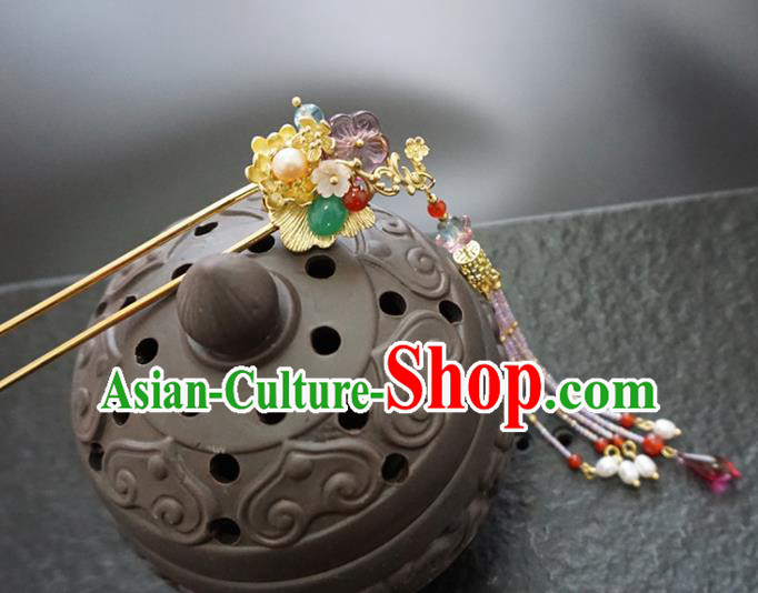 Chinese Ancient Princess Golden Ginkgo Tassel Hair Clip Hairpins Traditional Handmade Hanfu Hair Accessories for Women