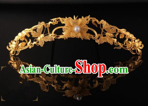 Chinese Ancient Ming Dynasty Empress Golden Butterfly Hairpins Traditional Hanfu Court Hair Accessories for Women