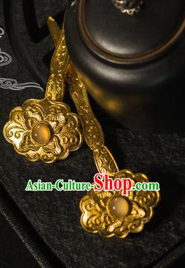 Ancient Chinese Ming Dynasty Empress Golden Hairpins Traditional Hanfu Court Hair Accessories for Women