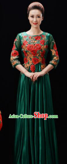 Customized Chorus Costumes Professional Modern Dance Stage Performance Green Dress for Women
