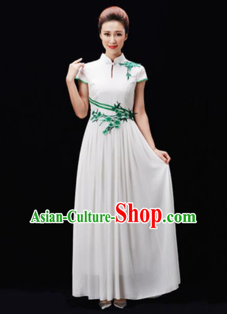 Customized Chinese Chorus White Dress Professional Modern Dance Stage Performance Costumes for Women