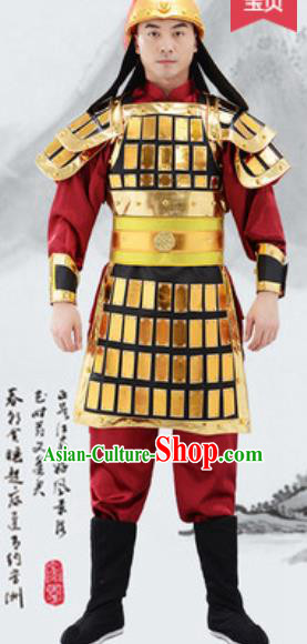 Traditional Chinese Ancient Drama Costumes Chinese Ming Dynasty Warrior Helmet and Armour for Men