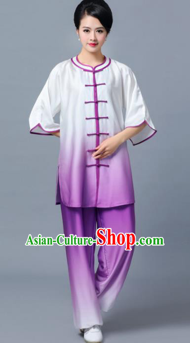 Professional Chinese Martial Arts Gradient Purple Costume Traditional Kung Fu Competition Tai Chi Clothing for Women