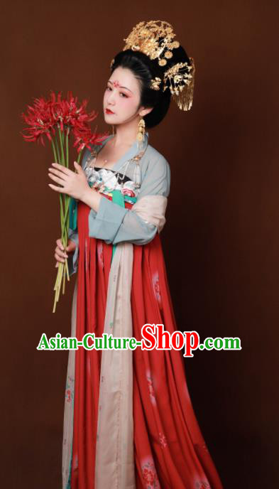 Traditional Chinese Tang Dynasty Imperial Consort Hanfu Dress Ancient Drama Court Lady Replica Costumes for Women