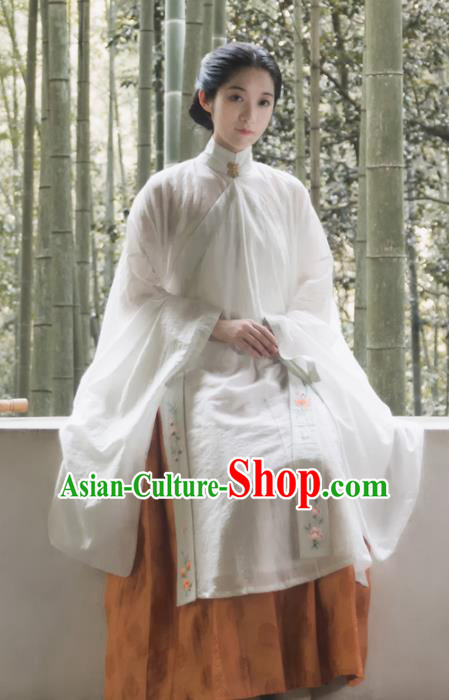 Traditional Chinese Ming Dynasty Palace Lady White Long Gown Ancient Drama Princess Replica Costumes for Women