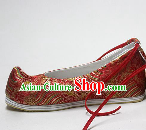 Traditional Chinese Wedding Blood Stained Shoes Handmade Red Hanfu Shoes Ancient Princess Shoes for Women