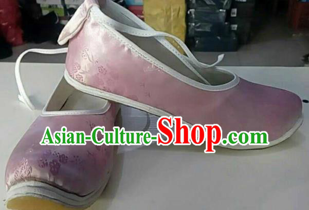 Traditional Chinese Wedding Light Pink Satin Shoes Handmade Hanfu Shoes Ancient Princess Shoes for Women