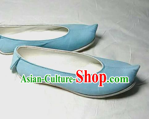 Traditional Chinese Light Blue Cloth Shoes Handmade Hanfu Shoes Ancient Princess Shoes for Women