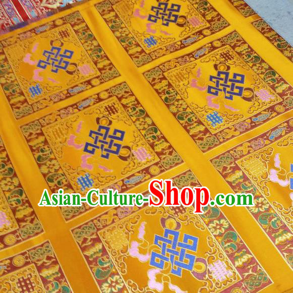 Asian Chinese Traditional Buddhism Lucky Pattern Design Golden Brocade Fabric Tibetan Robe Silk Material