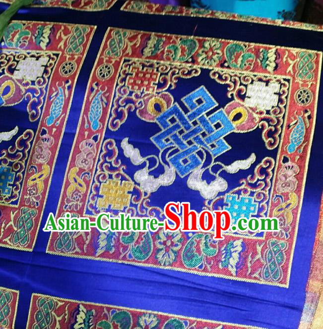 Asian Chinese Traditional Buddhism Lucky Pattern Design Royalblue Brocade Fabric Tibetan Robe Silk Material