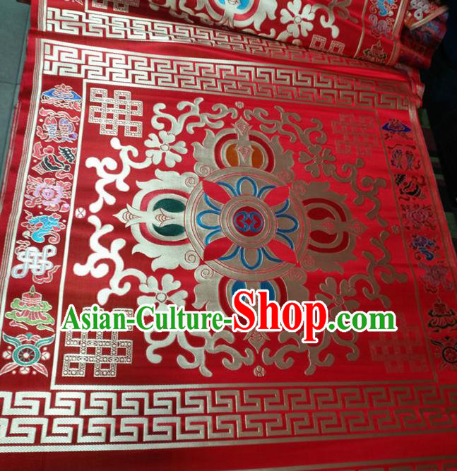 Asian Chinese Buddhism Traditional Vajra Pattern Design Purplish Red Brocade Fabric Tibetan Robe Silk Material