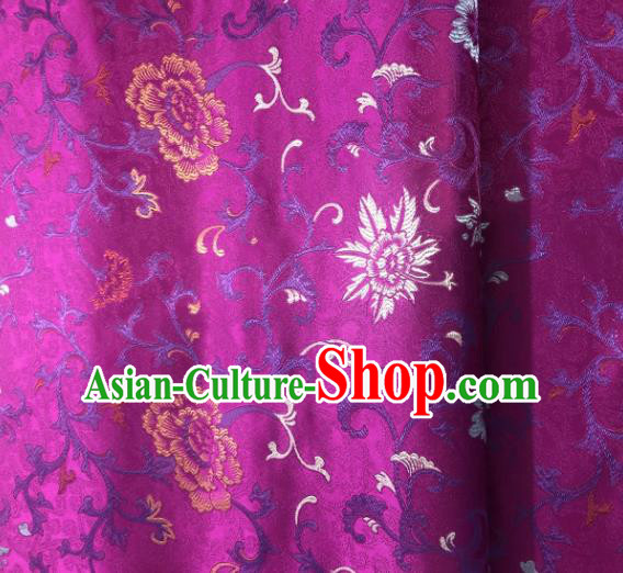 Asian Chinese Traditional Maguey Pattern Design Purple Brocade Fabric Cheongsam Silk Material