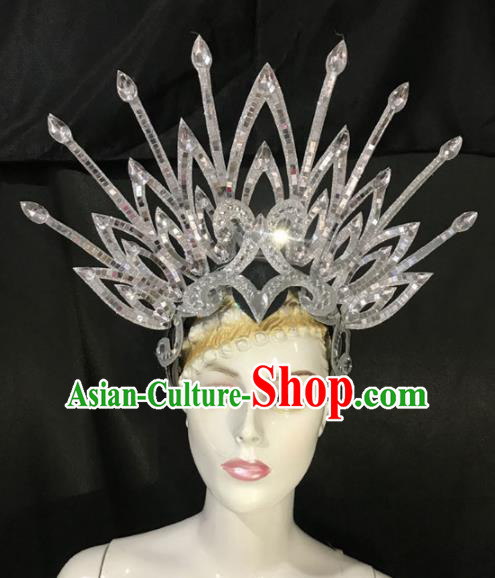 Customized Halloween Carnival Argent Hair Accessories Brazil Parade Samba Dance Headpiece for Women